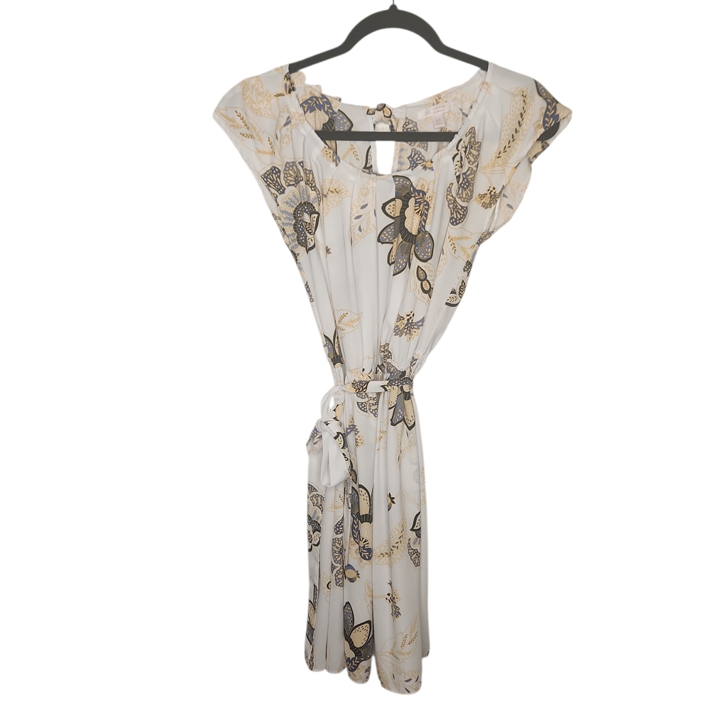 LC Lauren Conrad Collection Women White/Cream/Gold Floral Paisley Dress Size XS